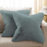 Cushion Cover One Side Rabbit Fur Pack of 2 (16 x 16 inch,Seige)