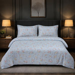 Double Bedsheet with 2 Pillow Covers 220 TC 100% Cotton Feel King Size( Blue , 90x100inch )