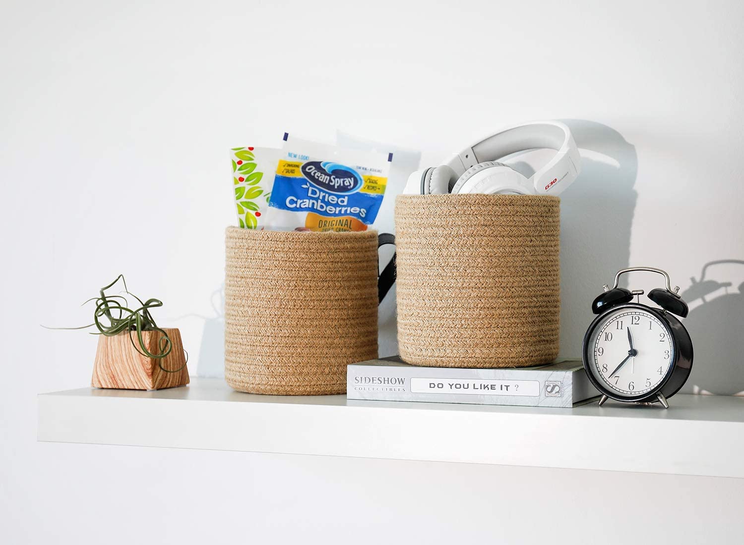 Jute Baskets for Storage Set of 2 (Netural Color ,6"x6")