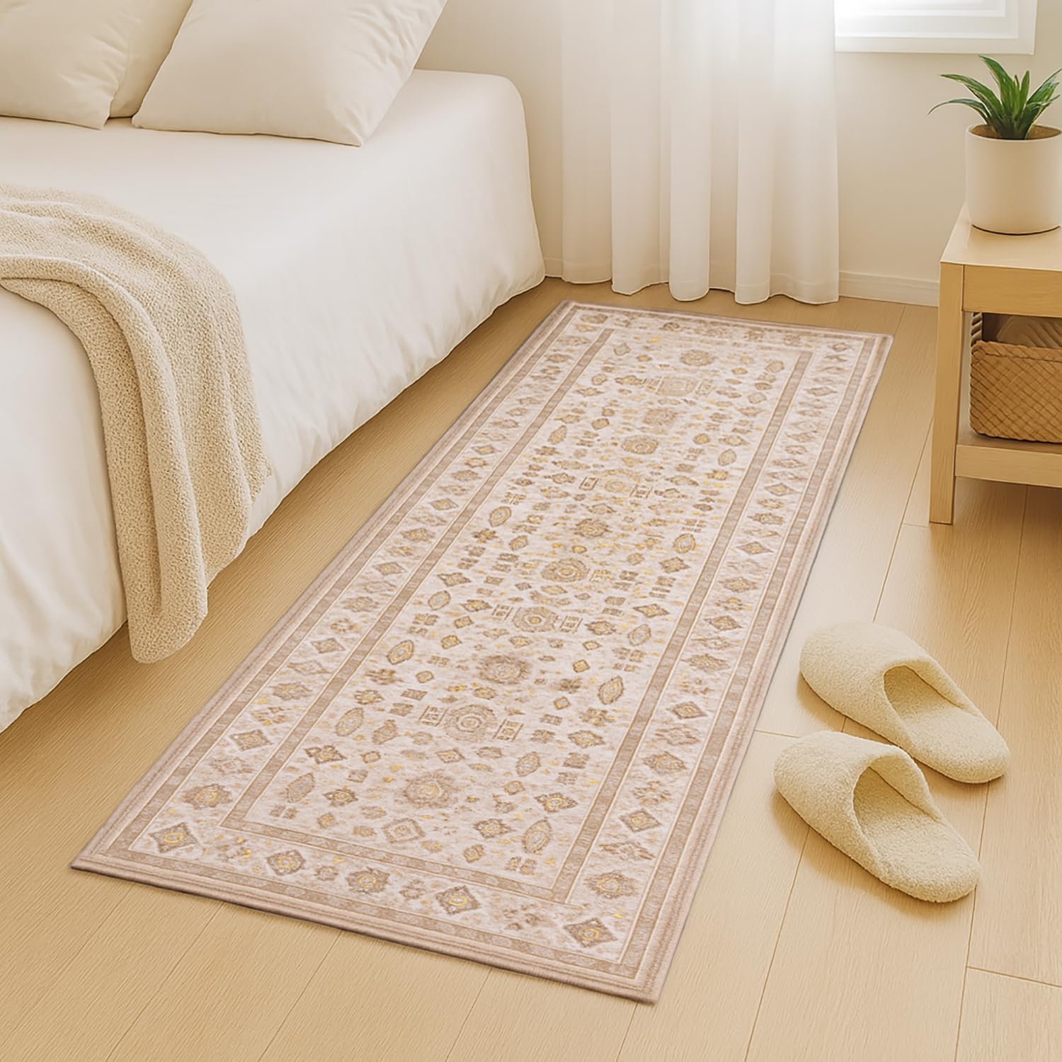 Polyester Golden Dusk Runner for Bedroom (2x5 Feet, Multicolor)