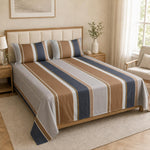 Double Bedsheet with 2 Pillow Covers 220 TC 100% Cotton Feel ( King Size Taupe 90x100inch )
