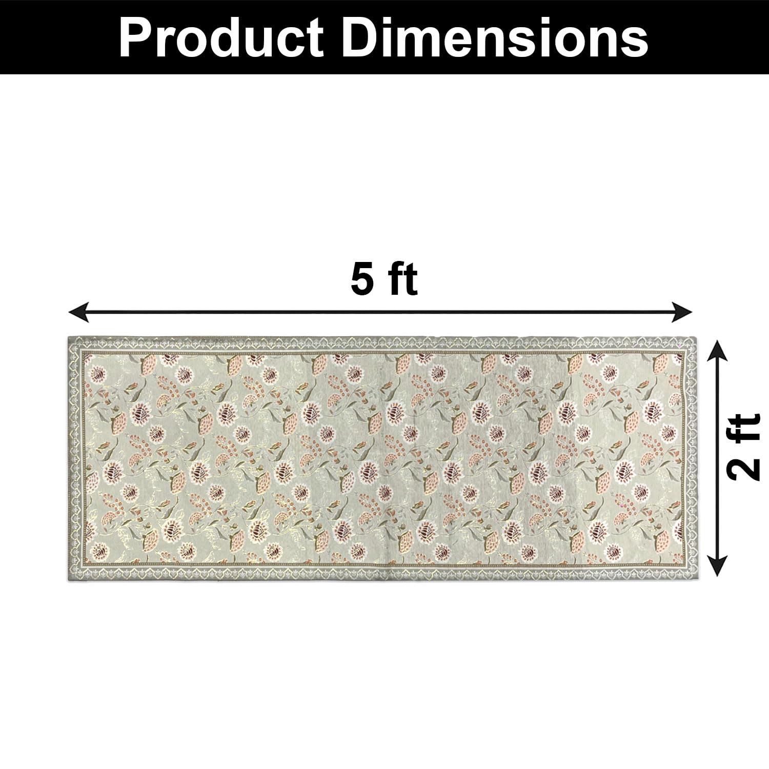 Polyester Floral Mist Runner for Bedroom (2x5 Feet, Multicolor)