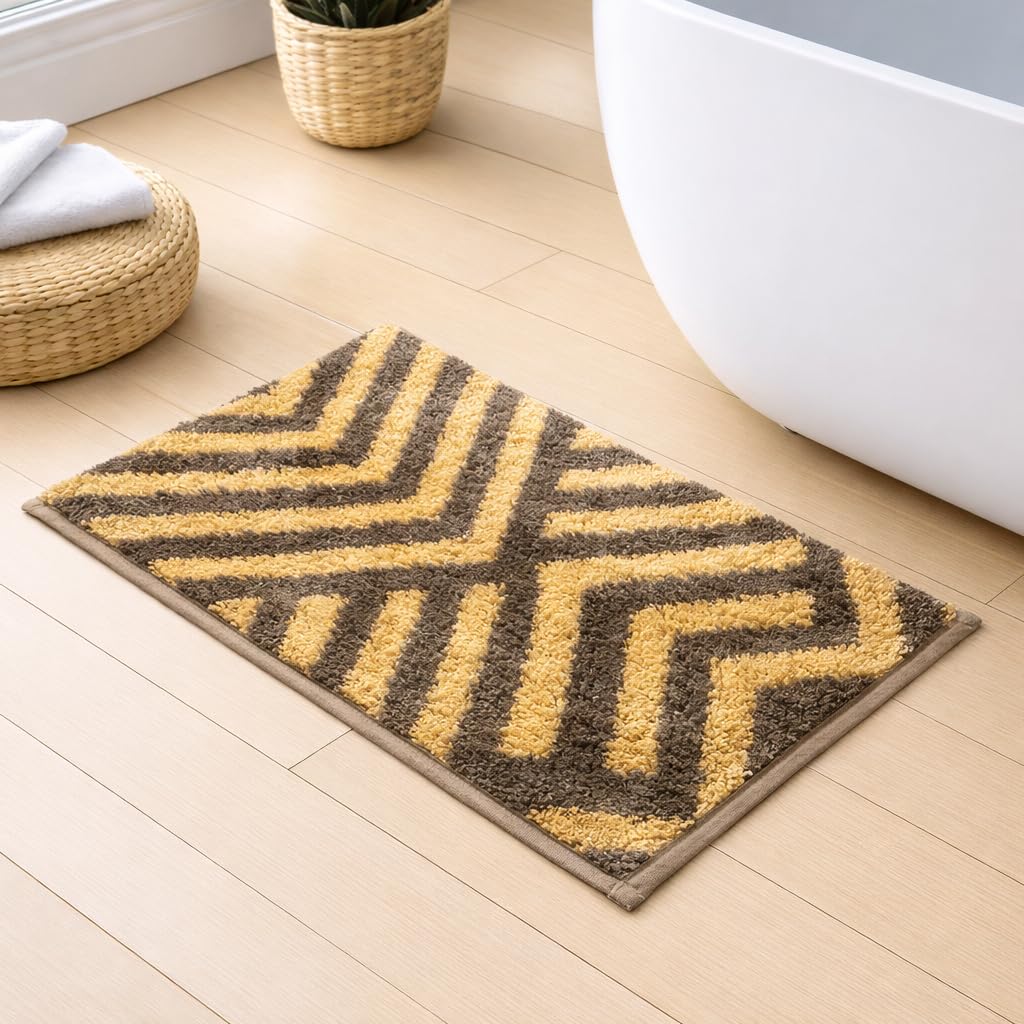 Kyoto Maze Bath Mat Bathroom (40x60 cm, Arabic-Coffee)