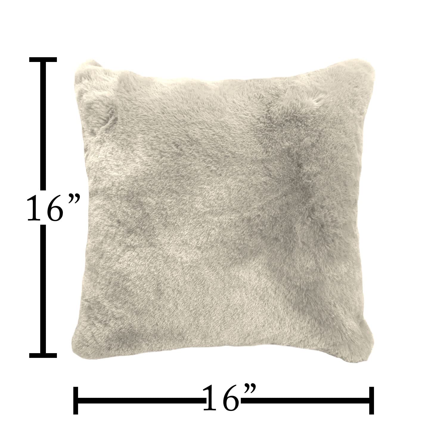 Cushion Cover One Side Rabbit Fur Pack of 2 (16 x 16 inch,Beige)