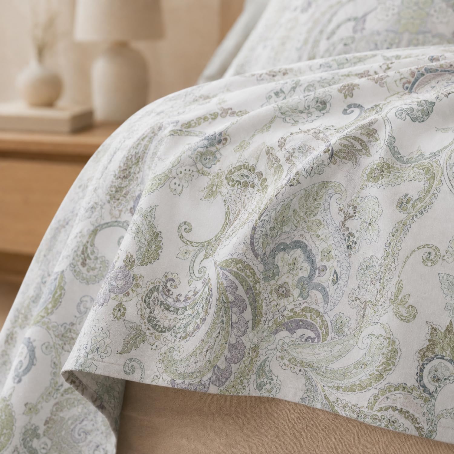 Double Bedsheet with 2 Pillow Covers 220 TC 100% Cotton Feel ( King Size Sage Green 90 x 100 inch )