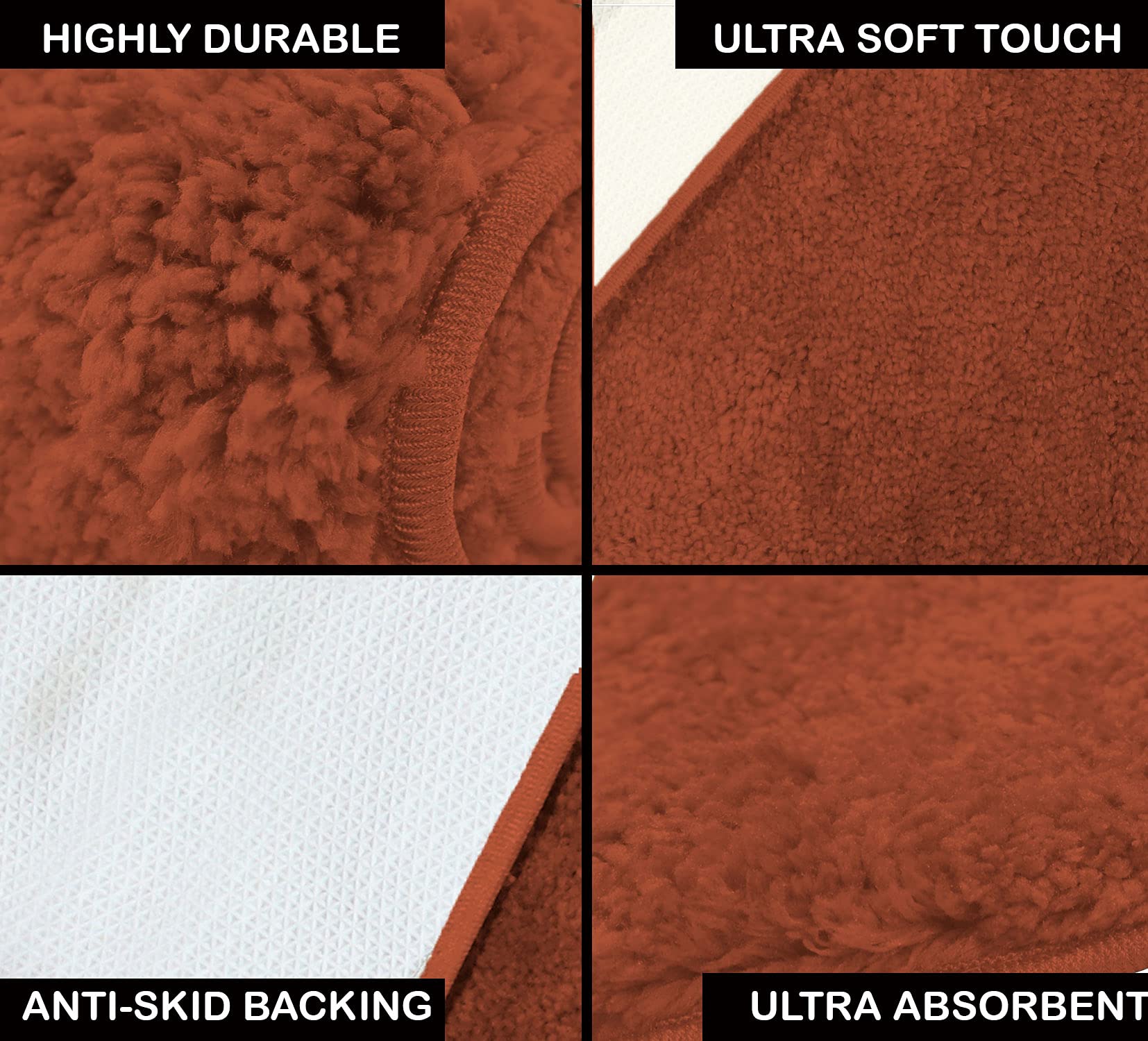 Newman Microfiber Shaggy Carpet for Living Room - 6x7 Feet, Rust