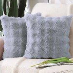 Rabbit Fur Bubble Cushion Cover - Pack of 2(Silver, 16x16 Inch)