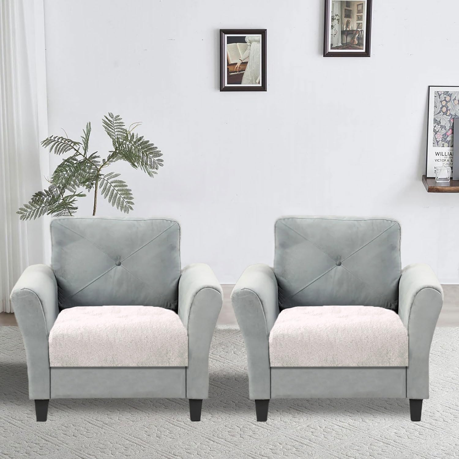 Rabbit Fur Sofa Cover Pack of 2 (61x66 cm, White)
