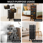 5-Tier Revolving Kitchen Trolley with Wheels (Black 29x29x95)
