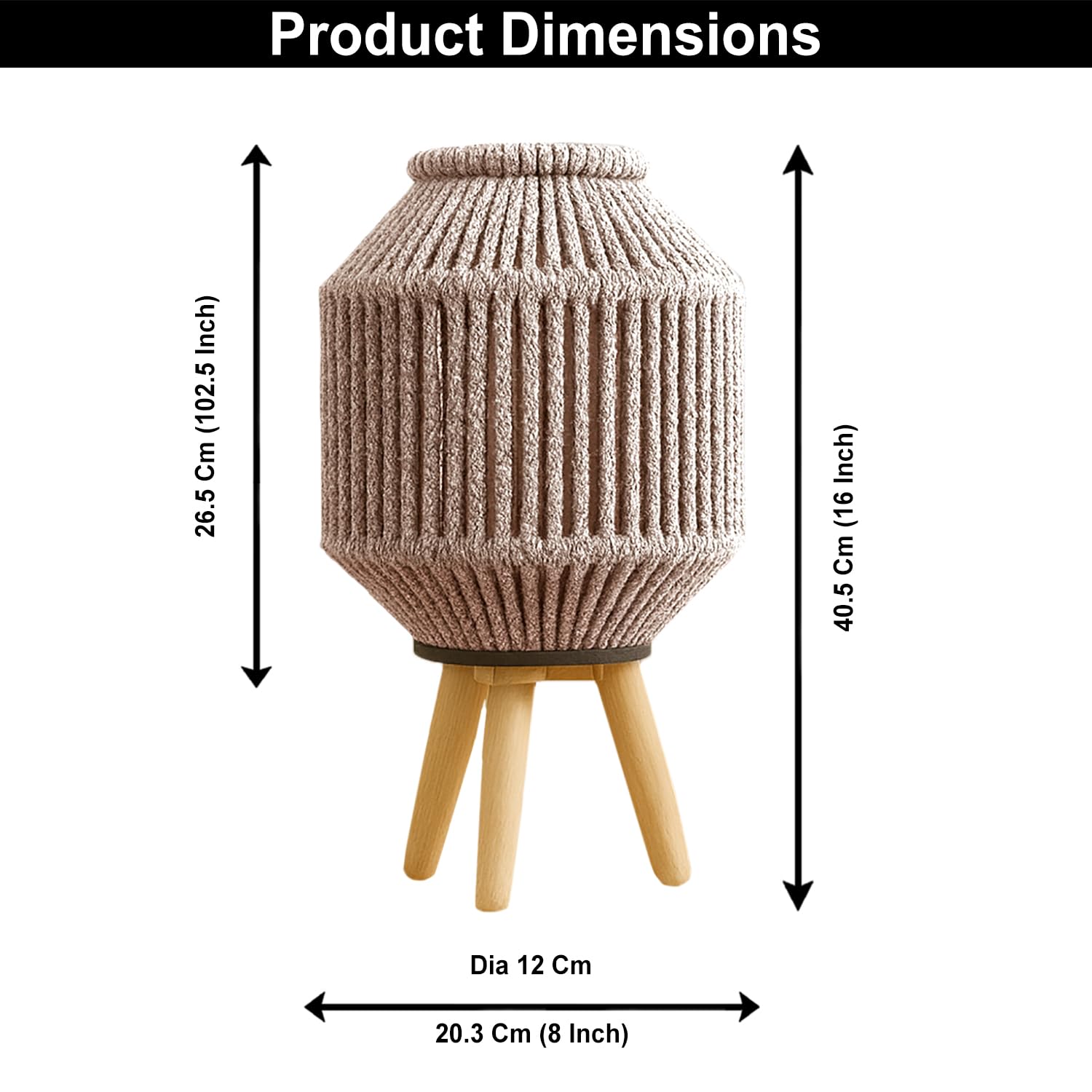 Bamboo Woven Lantern With Stand ( 40x20x20 cm ) Taupe