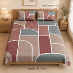 Double Bedsheet with 2 Pillow Covers 220 TC 100% Cotton Feel ( King Size Red 90x100inch )