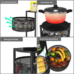 5-Tier Revolving Kitchen Trolley with Wheels (Black 32x32x90)