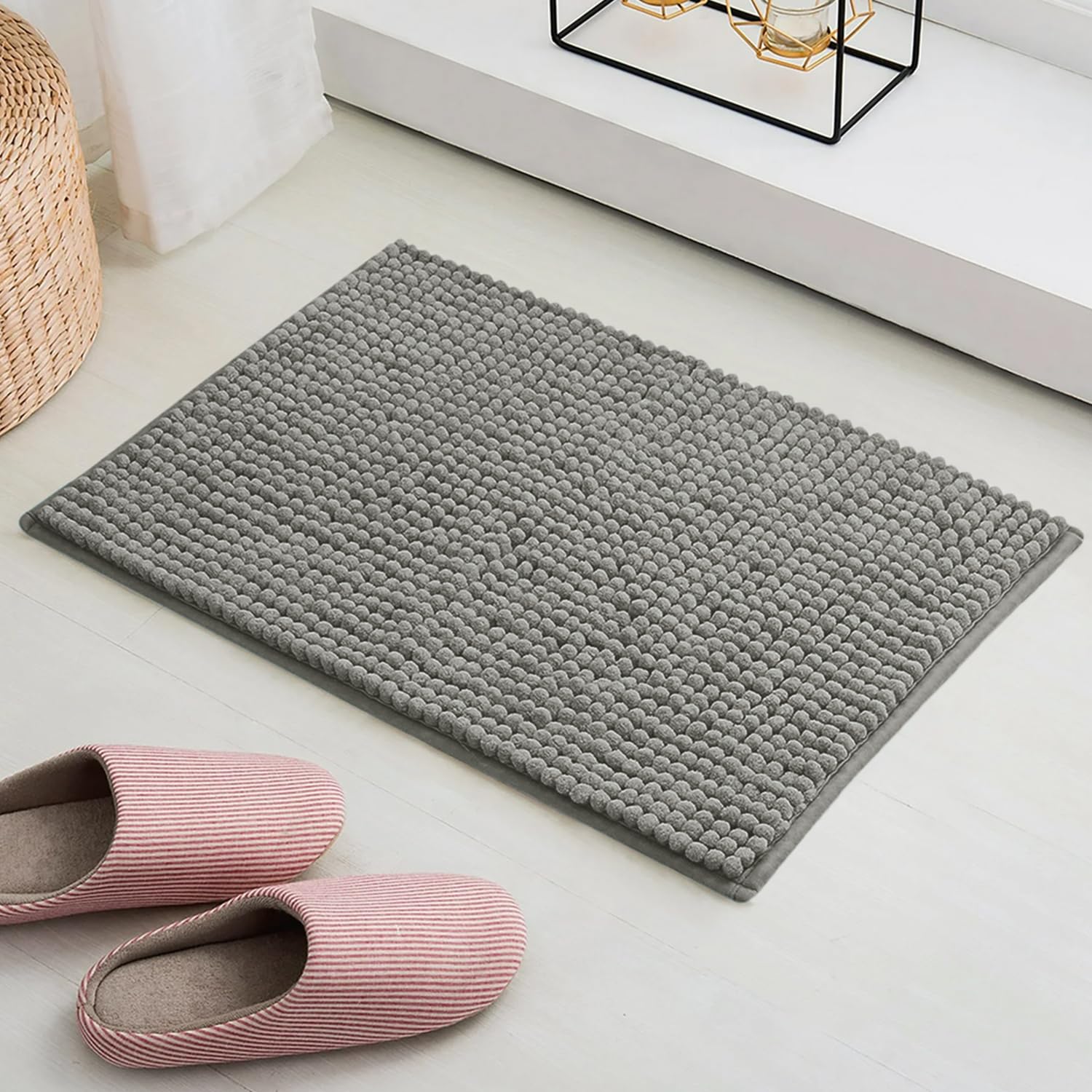 Shaggy Chenille Bath Mat Extra Soft (40x60 cm Grey)