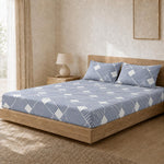 Double Bedsheet with 2 Pillow Covers 220 TC 100% Cotton Feel King Size( Blue , 90x100inch )