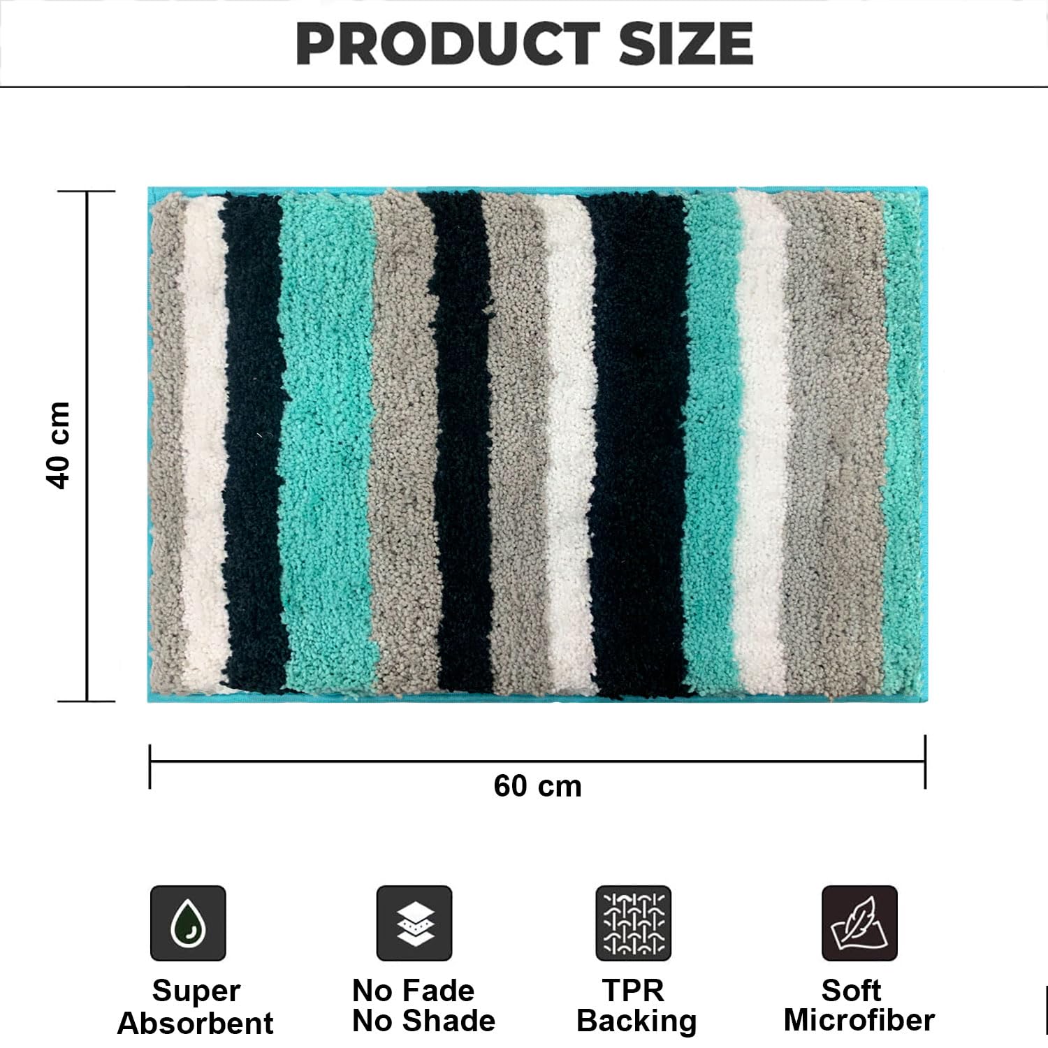Microfiber Bath Mat  (40x60 cm) Aqua