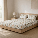 King Size Double Bedsheet with 2 Pillow Covers Premium Blossom Floral Printed  90x100 inch