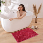 Bath Mat Classic Diamond Microfiber 2200 GSM (40x60 cm, Maroon )