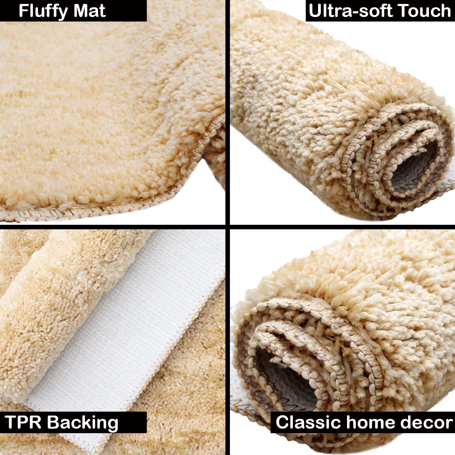 Bath Mat For Bathroom 1600 GSM Microfiber (38X58 cm, Gold)