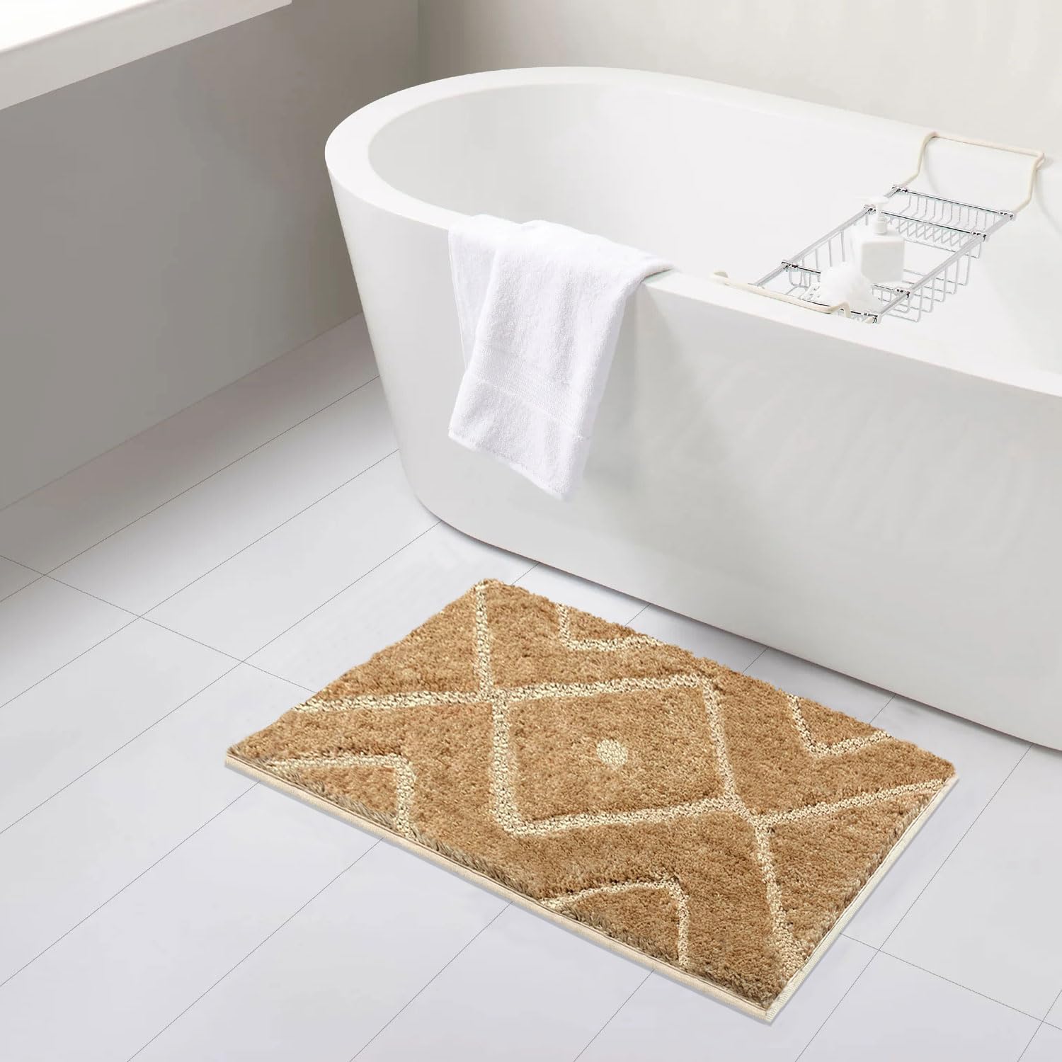 Bath Mat Classic Diamond Microfiber 2200 GSM (40x60 cm, Gold )