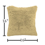 Shaggy Throw Pillow Covers Pack of 2 (16x16 Inches, Gold)