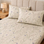 Double Bedsheet with 2 Pillow Covers Premium 240 TC 100% Cotton Feel ( King Size Ivory 108x108 inch )