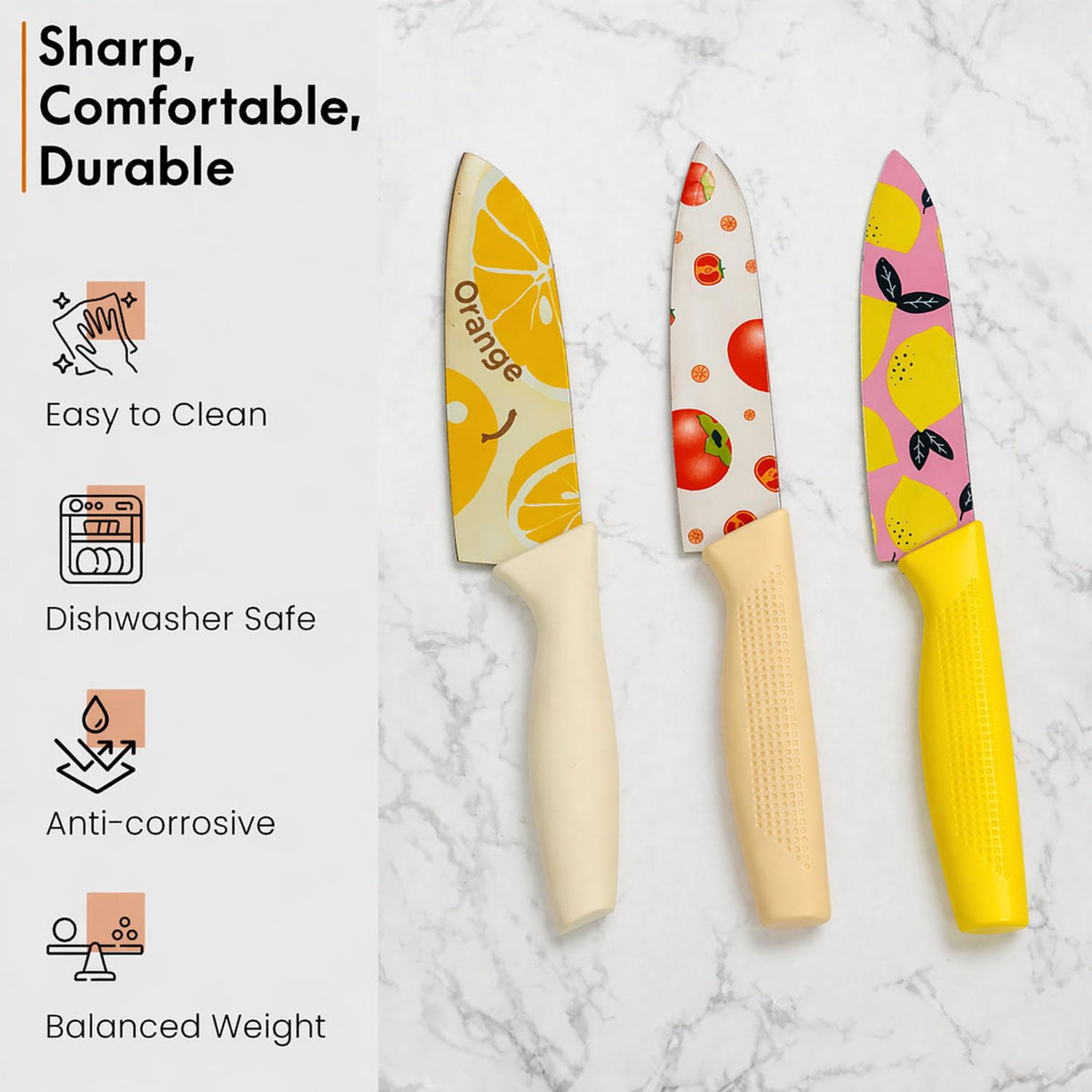 Knife Set of 3 ( Multicolor , 25.5x3.2 cm )