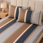 Double Bedsheet with 2 Pillow Covers 220 TC 100% Cotton Feel ( King Size Taupe 90x100inch )