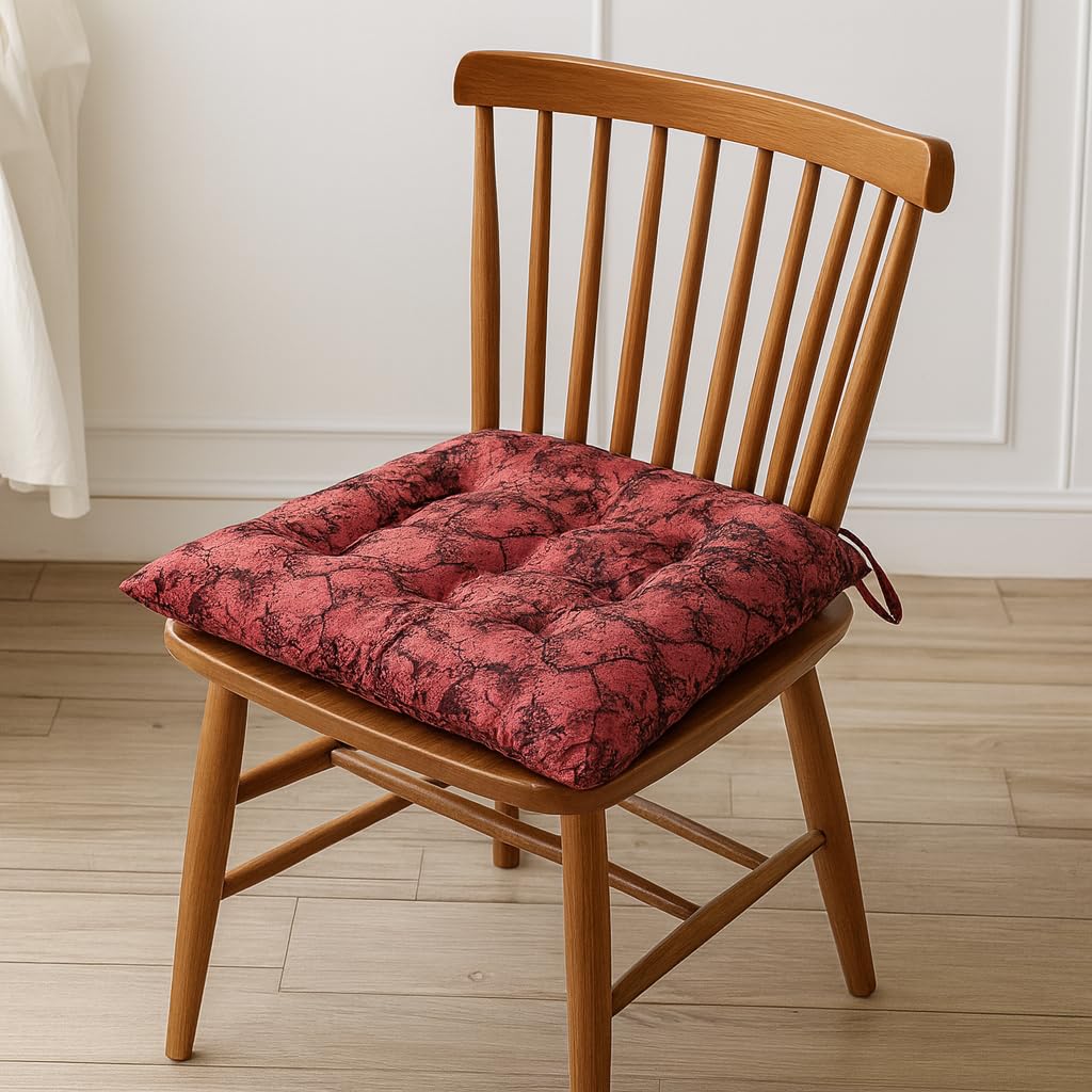 Polyester Chair Cushion Pad, Soft, Comfortable Back Support, Relaxing Backrest Pillow Cushions with Ties for Home, Office, Livingroom - (18x18 Inch, Red) Pack of 1