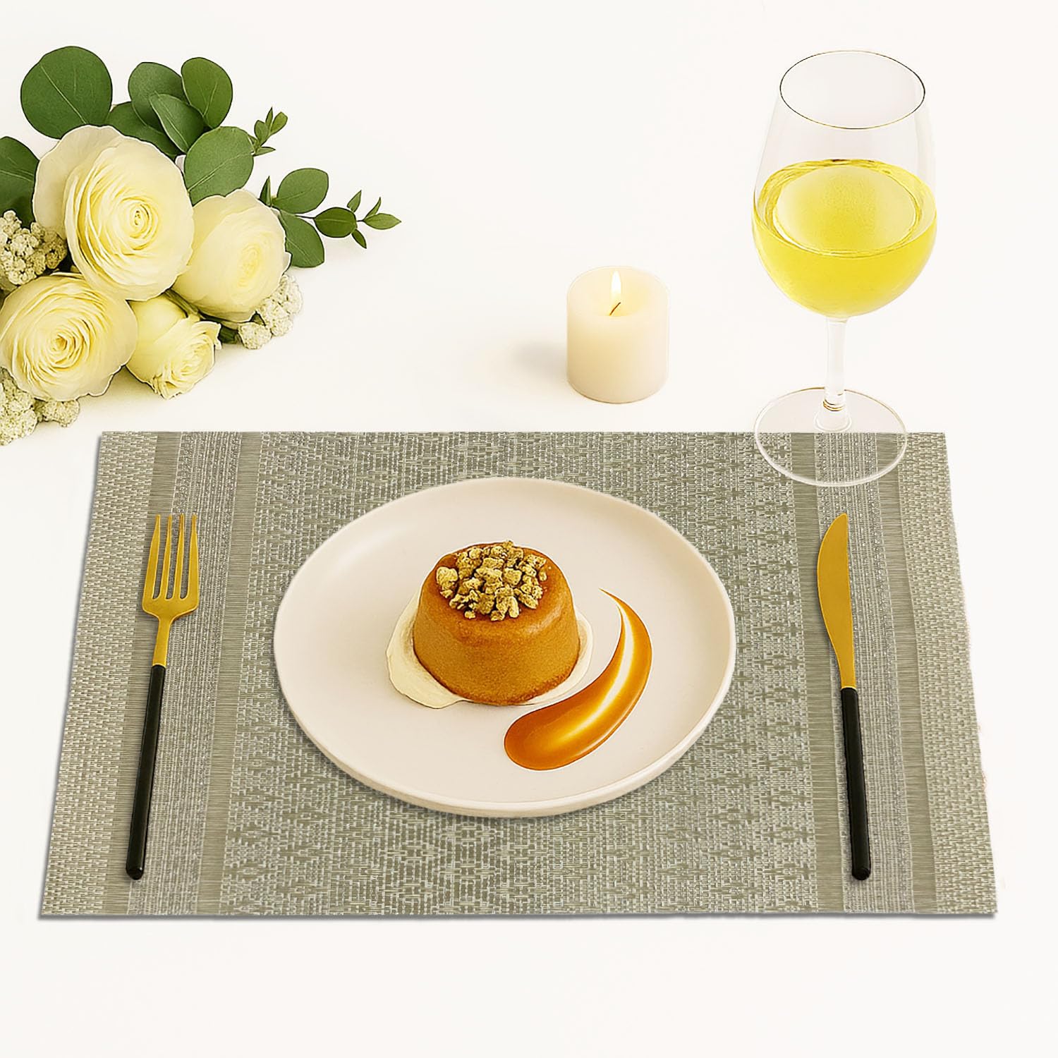 Dining Table Placemat Set of 2 (30x45 CM Gold )