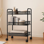 3-Tier Revolving Kitchen Trolley with Wheels (Black 45x27x64)