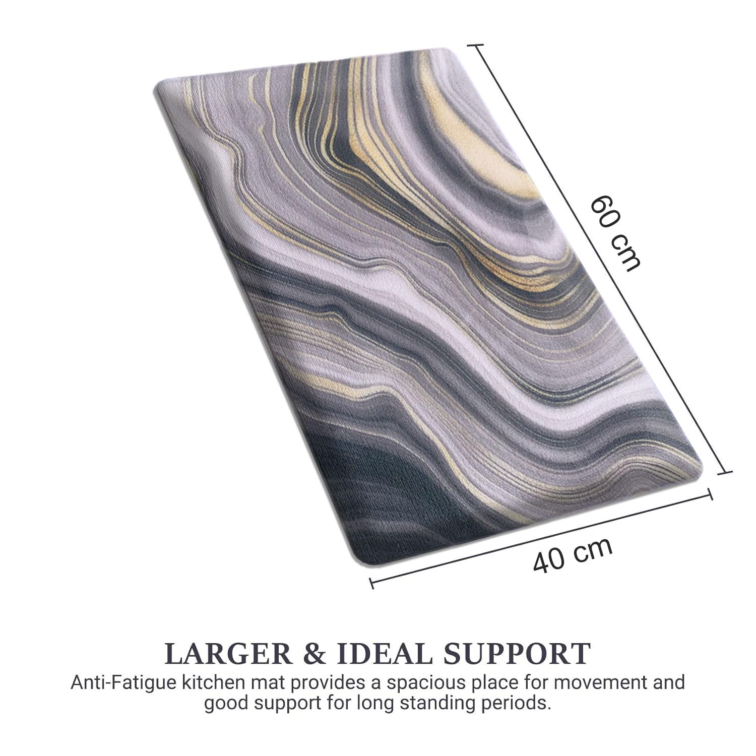 Cuba PVC Door Mats Anti Fatigue - Wave Black (40x60 cm)