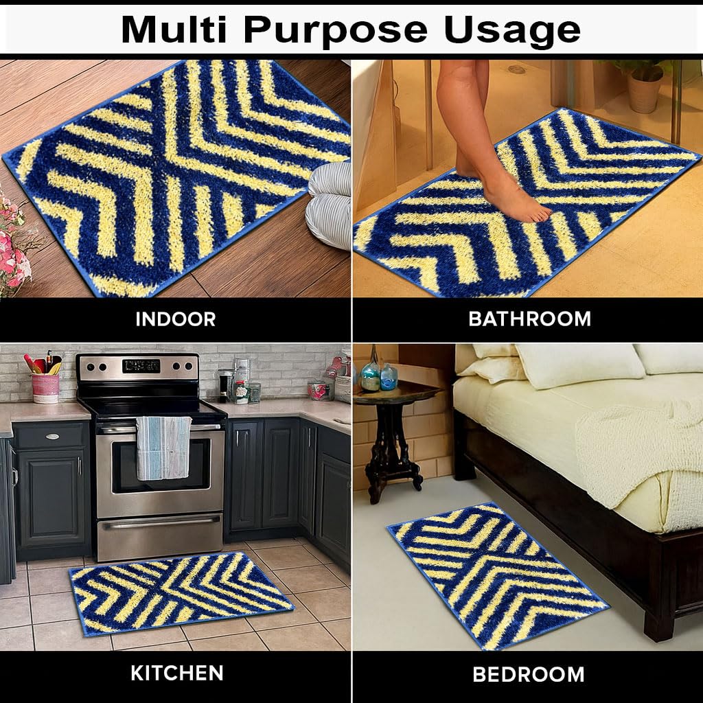 Kyoto Maze Bath Mat Bathroom (40x60 cm, Navy)