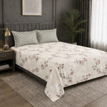 Double Bedsheet with 2 Pillow Covers 220 TC 100% Cotton Feel ( Beige 90x100 inch )