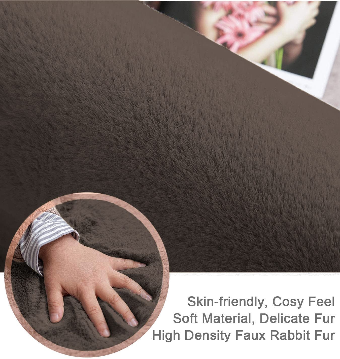 Rabbit Fur Soild Carpet (Cocoa, 3x5 Feet)