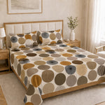 Double Bedsheet with 2 Pillow Covers Premium 240 TC 100% Cotton Feel ( King Size Taupe 108x108inch )