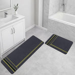 Kitchen Mat Combo Stripe Design (116x36 & 58x36 cm Grey)