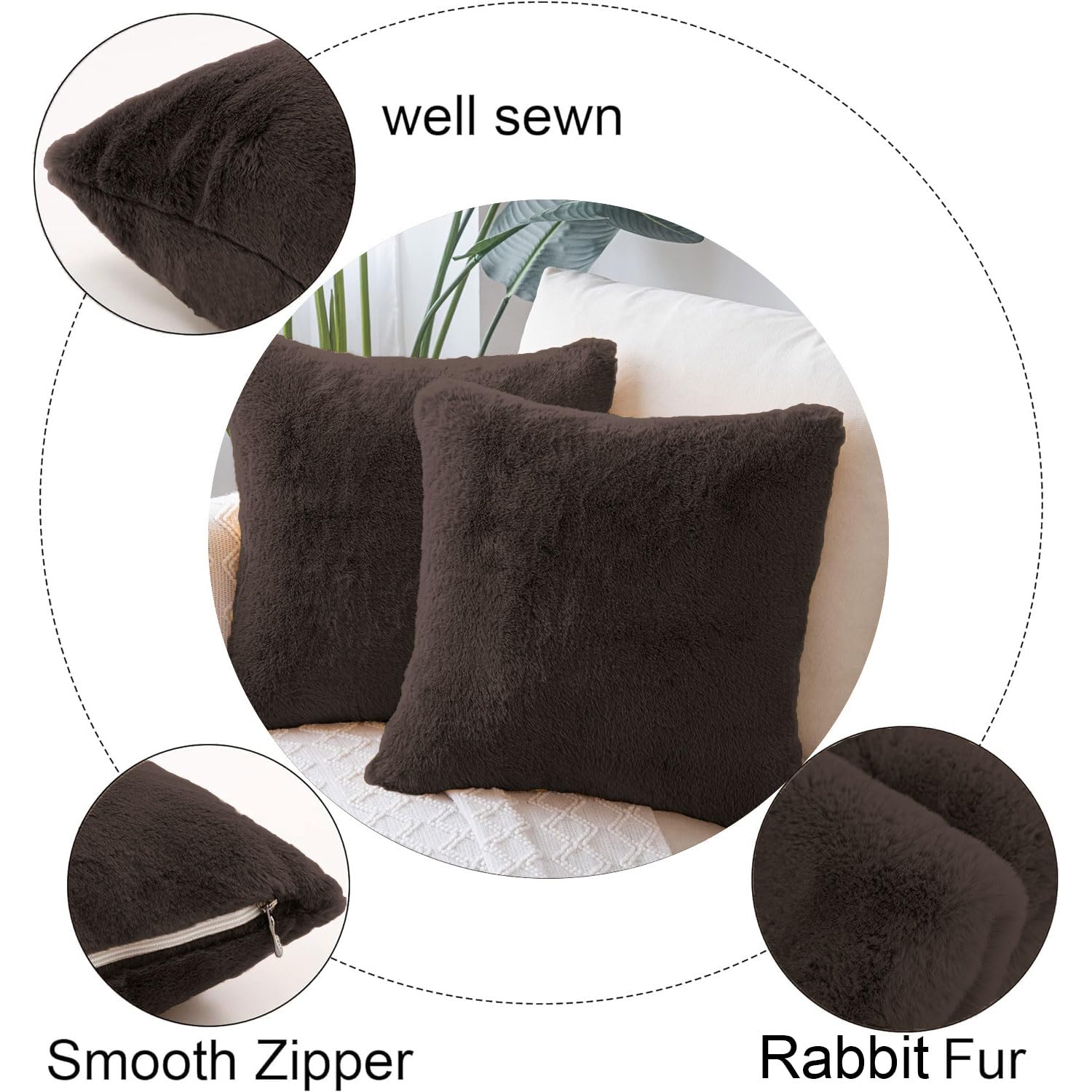 Cushion Cover 16 inch x 16 inch Chocolate