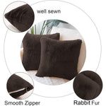 Cushion Cover Duble Side Rabbit Fur Set of 2(16 x 16 inch ,Chocolate)