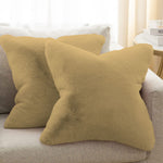 Cushion Cover One Side Rabbit Fur Pack of 2 (16 x 16 inch,Anti-Gold)