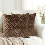 Cushion Cover Double Side Rabbit Fur Pack of 2 (16 x 16 inch ,Chocolate)