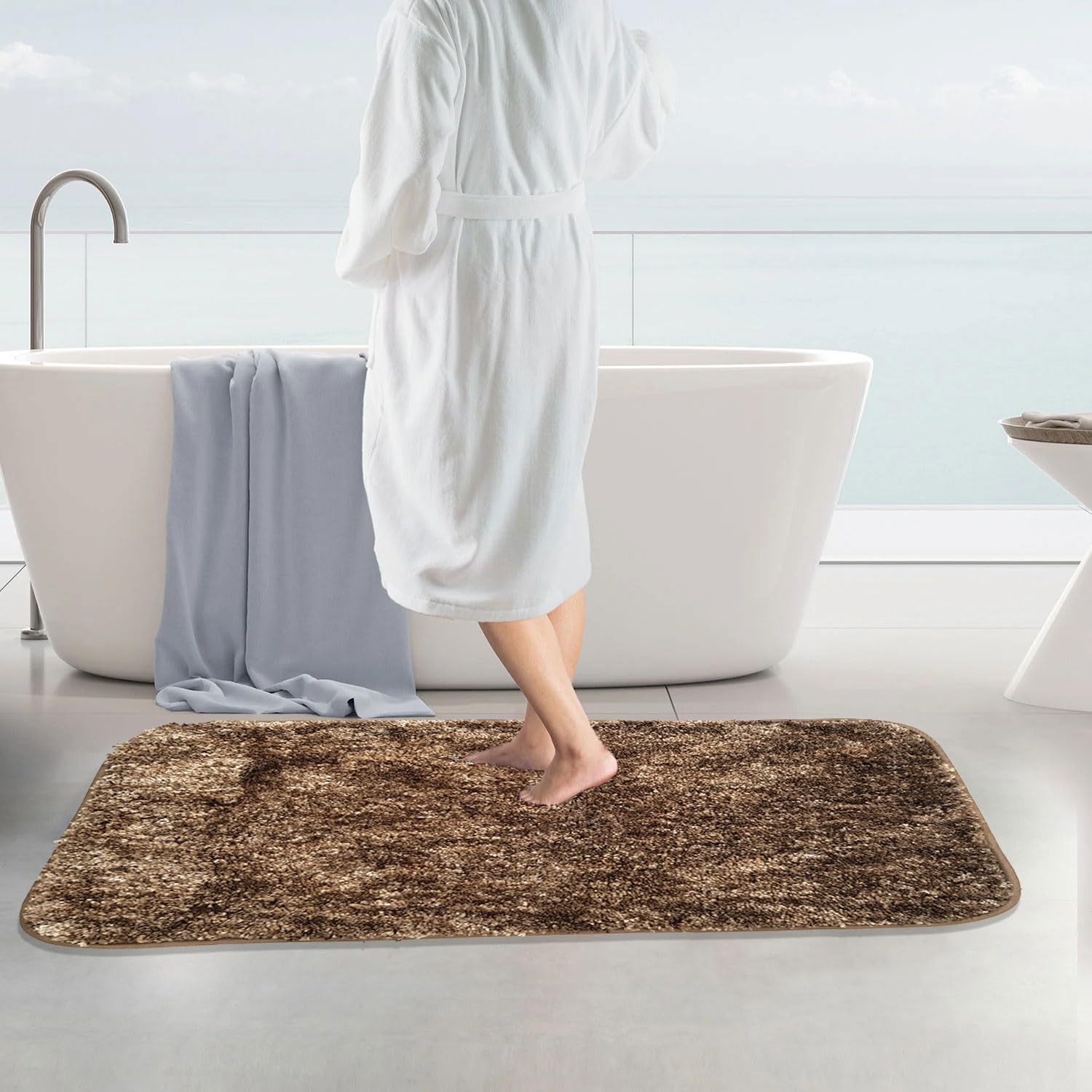 Hawaii Bath mat Anti Skid (Coffee, 60 x 90 Cm)