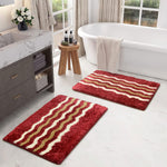 Belgium Bath Mat Super Soft Microfiber 2200 GSM Pack of 2 (38x58 cm ,Cherry)