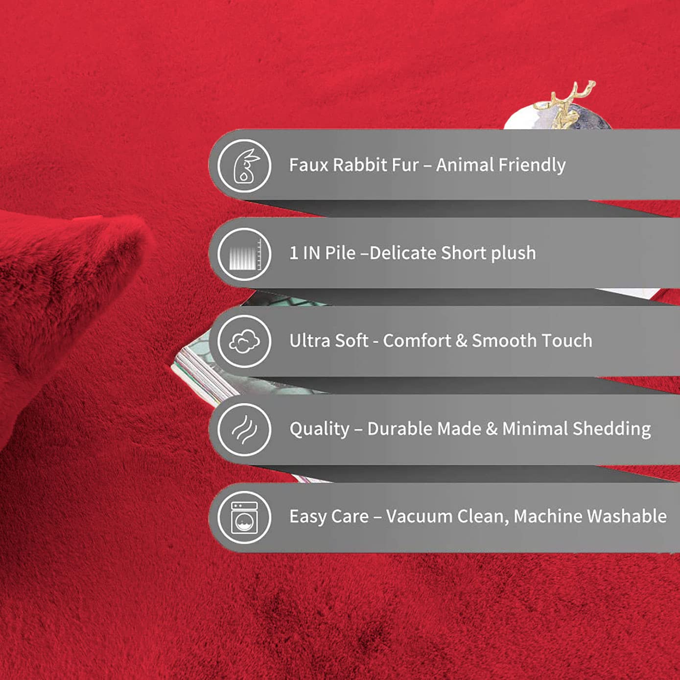 Rabbit Fur Soild RunnerSuper Soft (Maroon, 2x5 Feet)