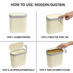 Portable Plastic Dustbin For Home And Kitchen (  27.5x14x29 cm, Cream )