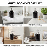 Diamond Cut Pattern Glass Soap Dispenser For Bathroom And Kitchen Sink ( 19.5x8 cm Black )