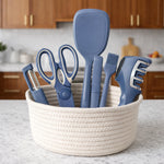 Kitchen Tool Set Plastic Non-Stick Cooking Utensils For Kitchen ( Dark Blue Solid Pack Of 6 )