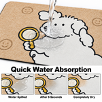 Rubber Bath Mat Anti Slip Quick Drying Soft Curious Puppy ( Beige, 40x60 cm )