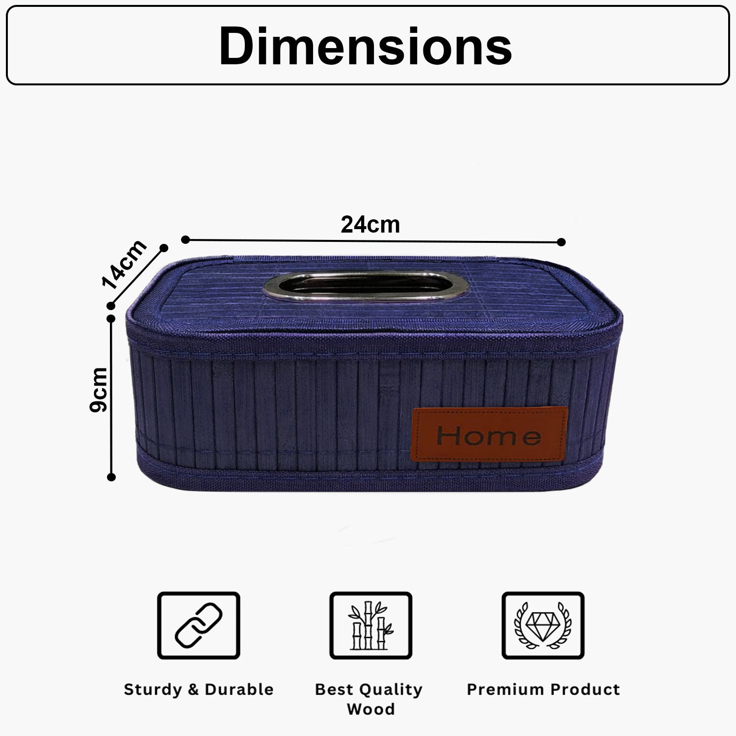 Bamboo Napkin Box Tissue Holder ( Blue, 24x14x9 cm )