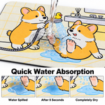 Rubber Bath Mat Anti Slip Quick Drying Soft Corgi Shower ( Yellow & Cream, 40x60 cm )