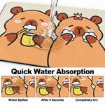 Rubber Bath Mat Anti Slip Quick Drying Soft Bear Self Care ( Beige, 40x60 cm )